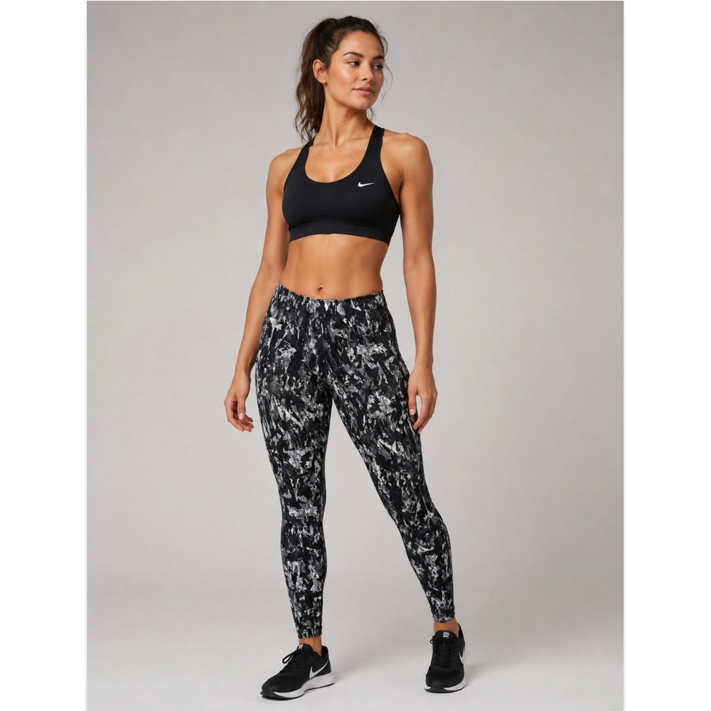 Nike Leggings Womens L Black White Abstract Just Do It Waistband‎ Graphic Pants